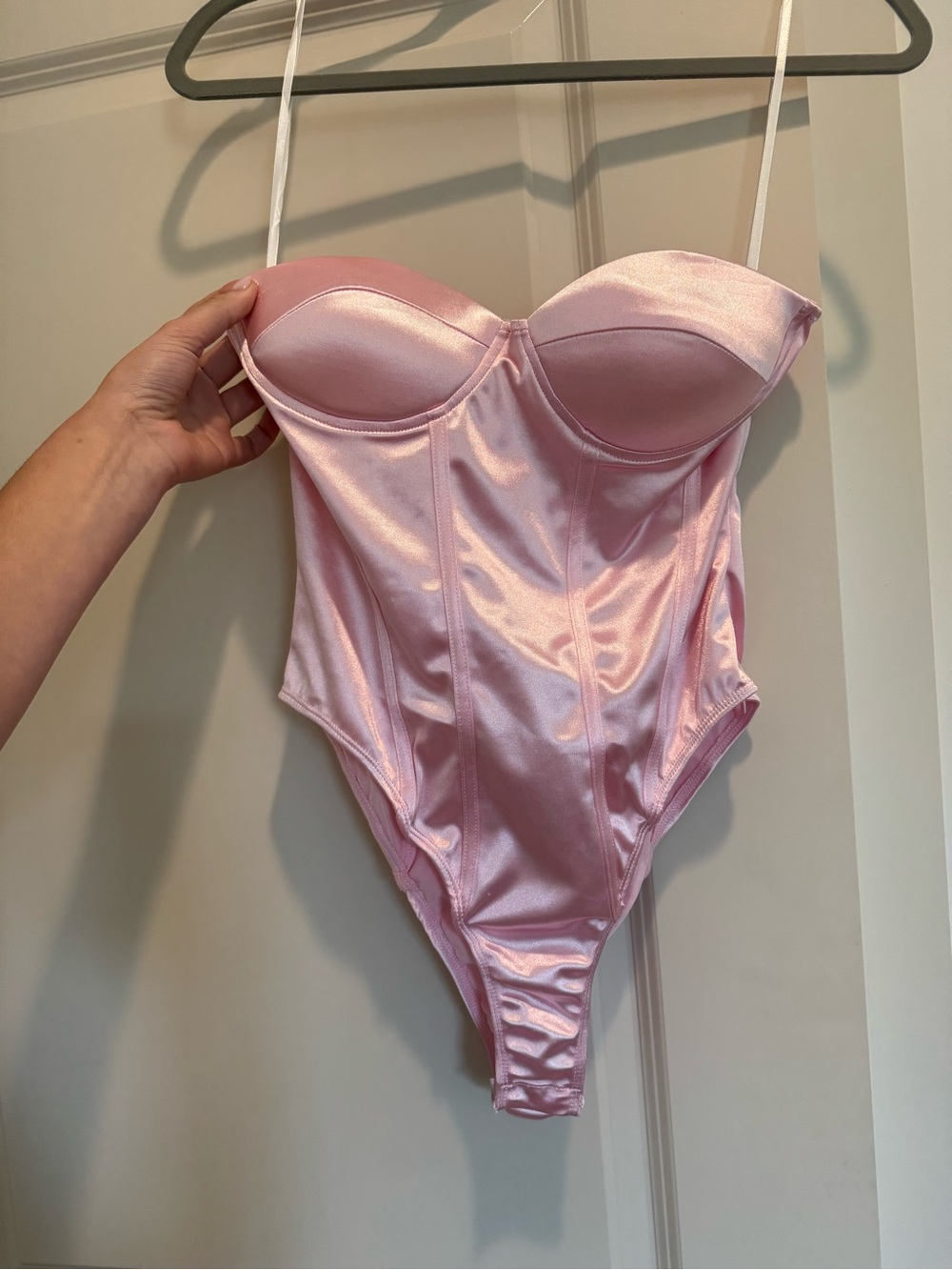 Princess Polly Pink Satin Corset Bodysuit